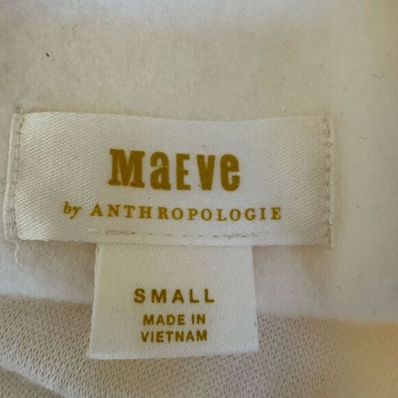 Anthropologie MAEVE Funnel Mock Neck Tunic Pullover Sweater Cream oversized Sz S - Picture 6 of 9